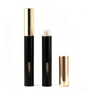 Matte Black & Gold Lip Gloss Tube with View Window