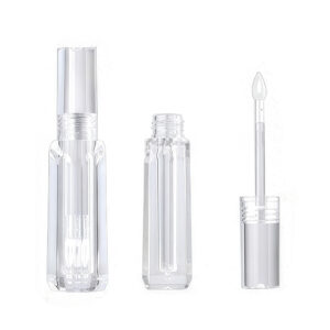 Clear PETG Lip Gloss Tube with Faceted Prism Design