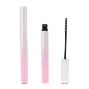 Slim Silver-to-Pink Gradient Aluminum Mascara Tube