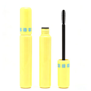 Creamy Yellow Mascara Tube with Blue Floral Print